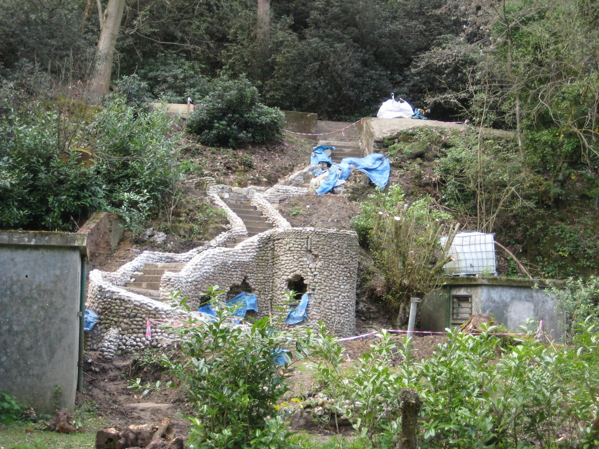 contractor at work on the embattled tower on 27 April